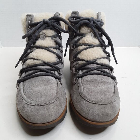 SOREL Women's Winter Ankle Boot size 6.5M Grey Suede Sherpa-Trimmed - Picture 11 of 11